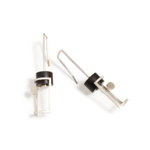 Button to open handmade ebony earrings product description