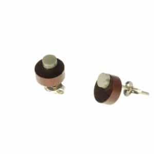 Circular wooden earrings with silver