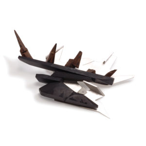 Shelter (brooch) by Brendon Collins, timber, silver and concrete, Image 1( 2000 by 2000 pix 72 dpi)